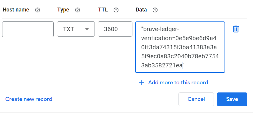 Create the DNS TXT Record Create the DNS TXT Record
